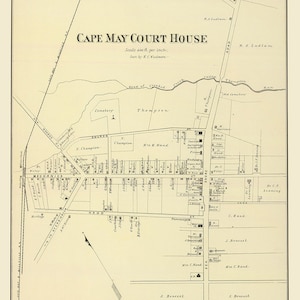 1878 Mappa di Cape May Court House nel New Jersey