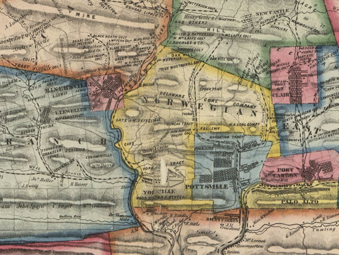 1864 Map of Schuylkill County PA Digital File Etsy