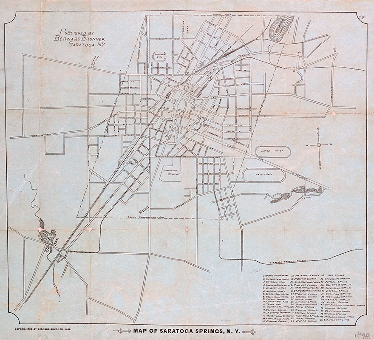 1898 Map of Saratoga Springs New York Etsy