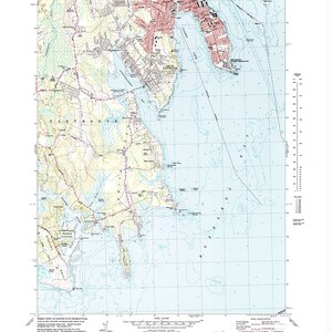 1977 Topo Map of New Bedford South Massachusetts Quadrangle