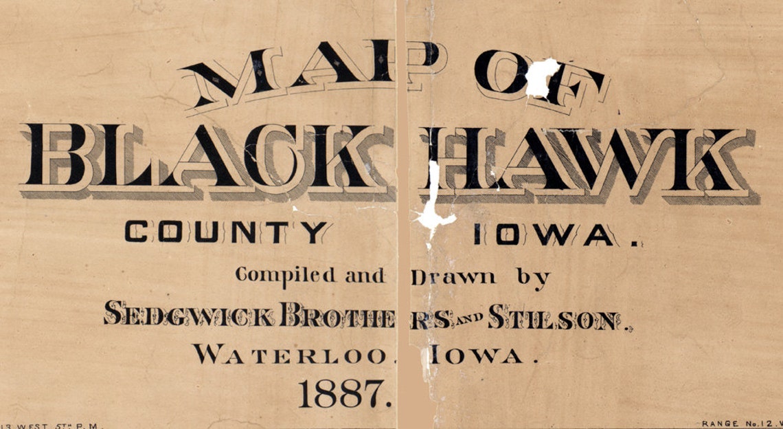 1887 Map of Black Hawk County Iowa Cedar Falls Waterloo Etsy