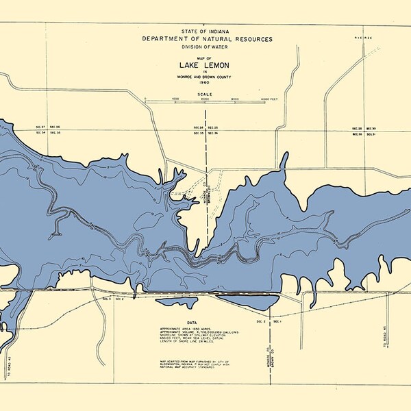 Lake Map Monroe Svg Art Etsy