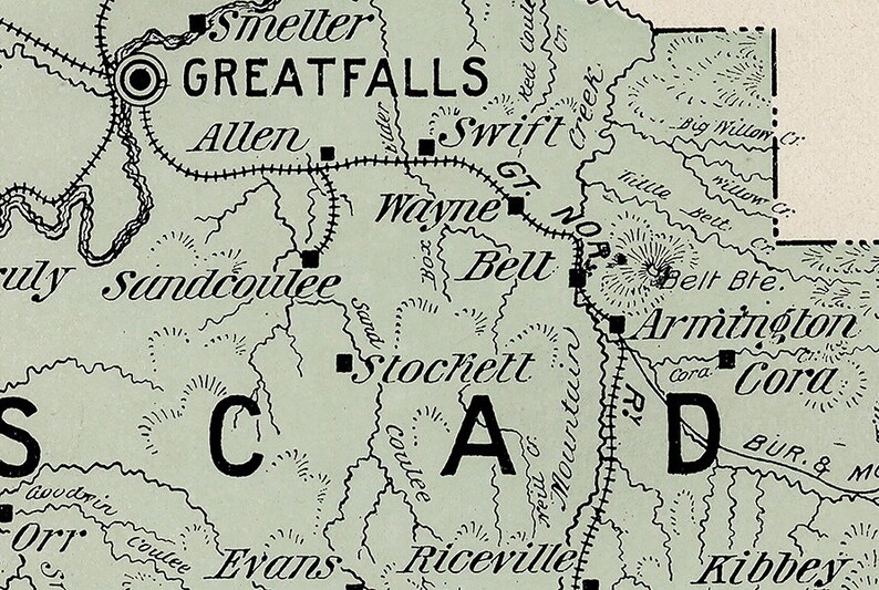 1900 Map of Cascade County Montana Etsy
