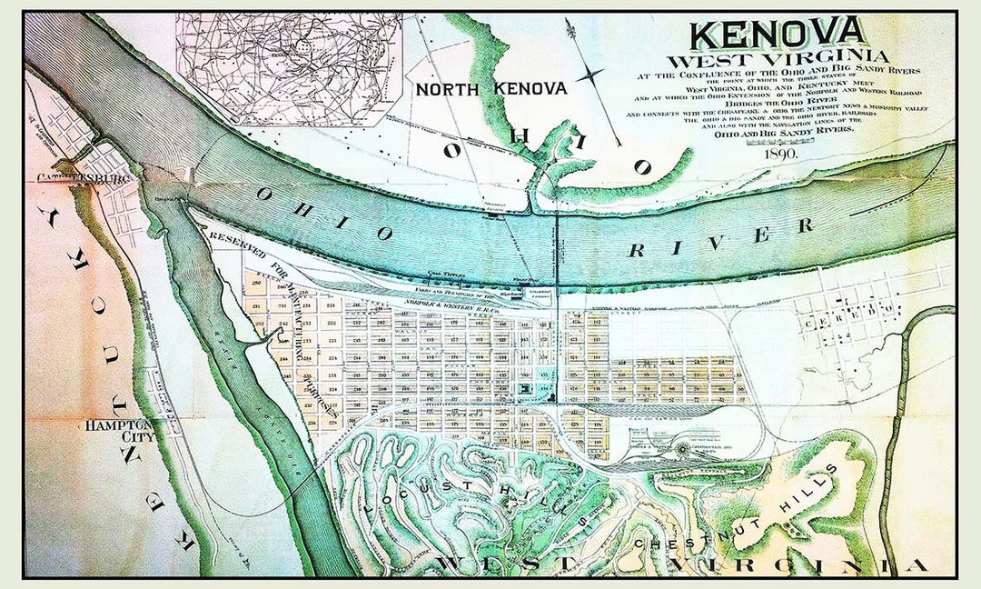 1890 Map of Kenova West Virginia Etsy