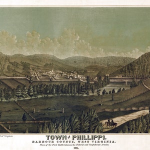 1861 Panoramakarte von Philippi Barbour County, West Virginia