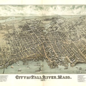 1877 Panorama-Karte von Fall River Massachusetts