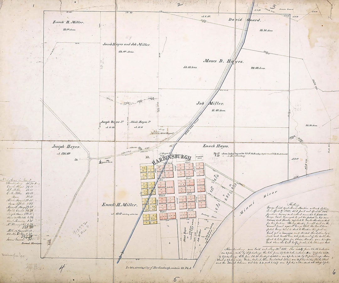 1875 Town Map of Hardinsburg Washington County Indiana Etsy