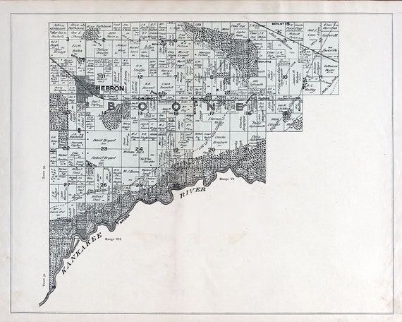 Porter County Township Map 1898 Farm Line Map Of Boone Township Porter County Indiana | Etsy