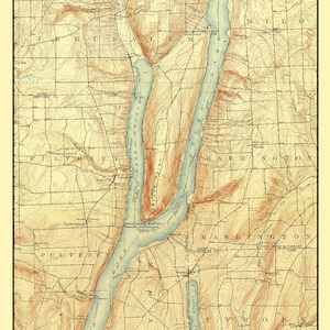 Kaart uit 1903 van Keuka Lake, New York