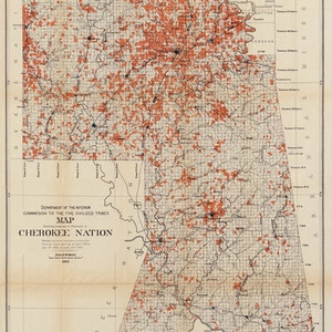 1903 Map of the Cherokee Nation Oklahoma