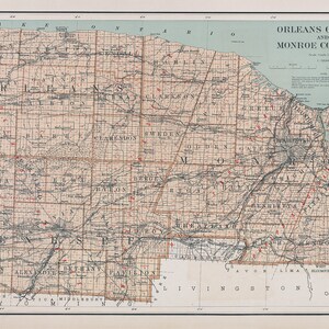 1895-Karte von Orleans Genesee und Monroe County New York