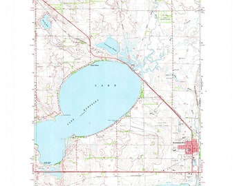 1969 Map of Lake Kampeska and Watertown South Dakota