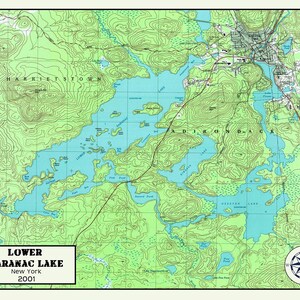 2001 Map of Lower Saranac Lake New York