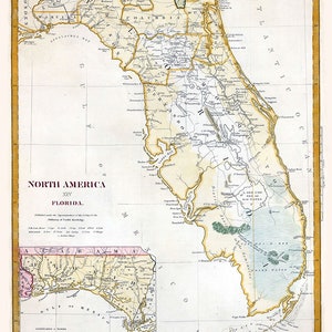 Kaart van Florida uit 1845