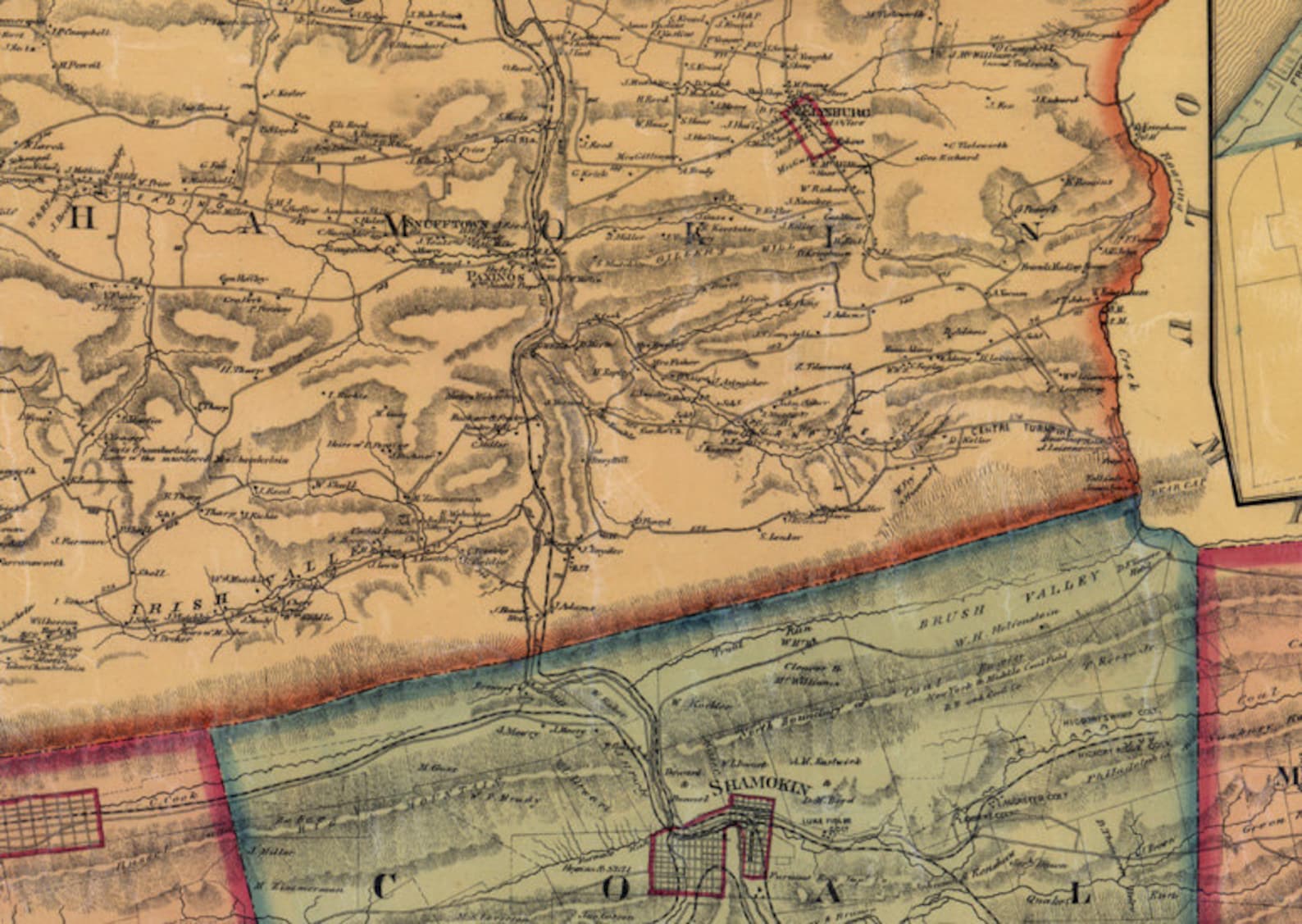1874 Map of Northumberland County Pa From Actual Surveys Etsy
