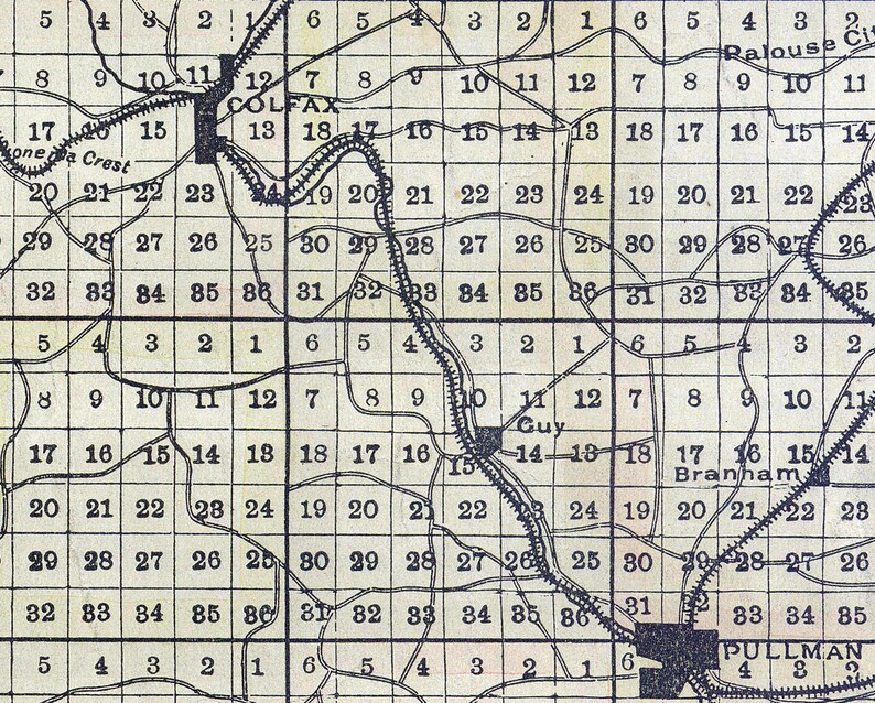 1896 Map of Whitman County Washington Etsy
