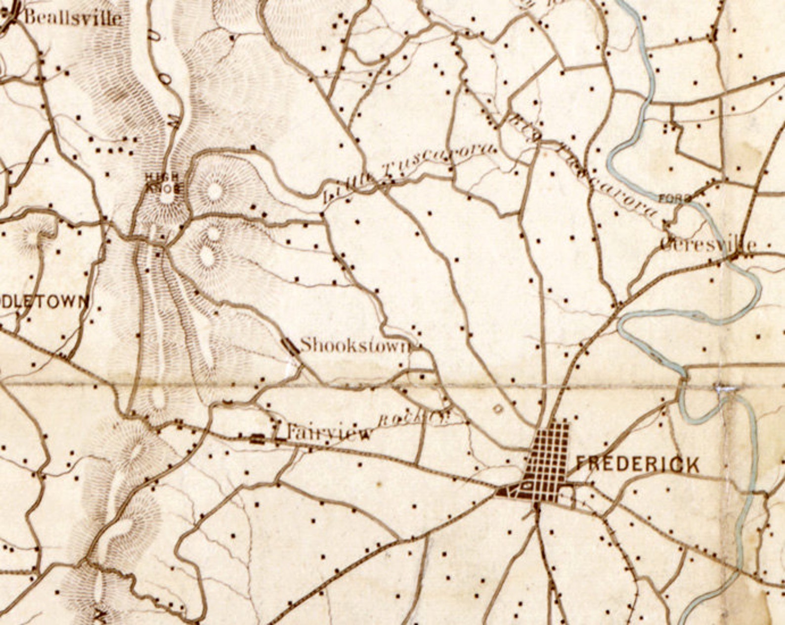 1861 Map of Frederick County Maryland Army Map Historic Places Etsy