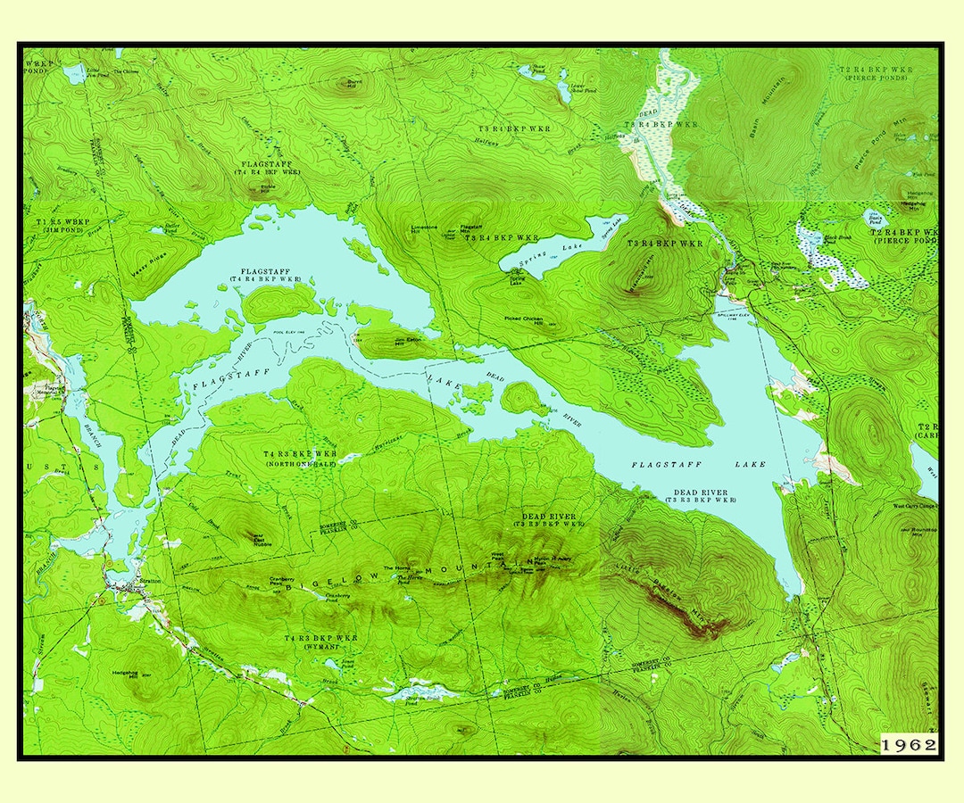 1962 Map of Flagstaff Lake Maine Etsy
