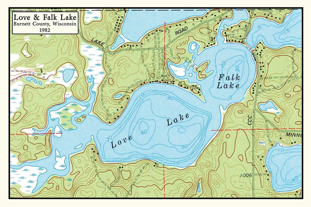 1982-map-of-love-falk-lake-burnett-county-wisconsin-etsy