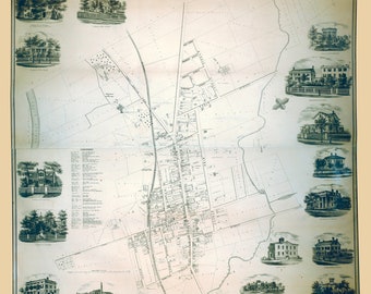 1857 Map of Somerville Somerset County New Jersey