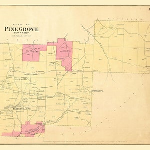 1865-Karte der Ölregion Pine Grove Township im Venango County in Pennsylvania