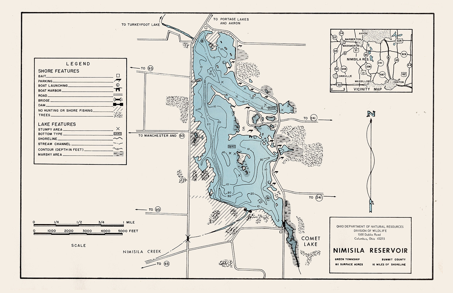 Nimisila Reservoir Fishing Map 1961 Map Of Nimisila Reservoir Summit County Ohio | Etsy Ireland