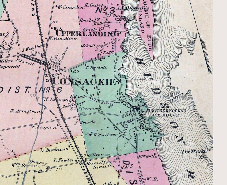 1867 Town Map of Coxsackie Greene County New York Etsy Canada