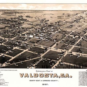 1885 Panorama-Karte von Valdosta, Georgia Lowndes County