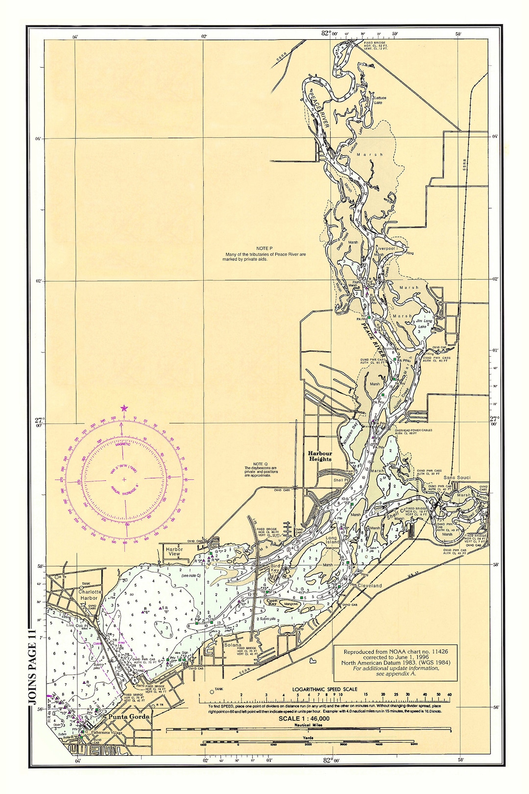 1996 Nautical Chart Map of Peace River Florida Punta Gorda Etsy