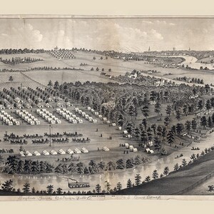 1880 Panorama-Karte von Camp Foster Cuahoga Falls Ohio