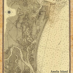 Carte 1882 d'Amelia Island en Floride Fernandina Beach