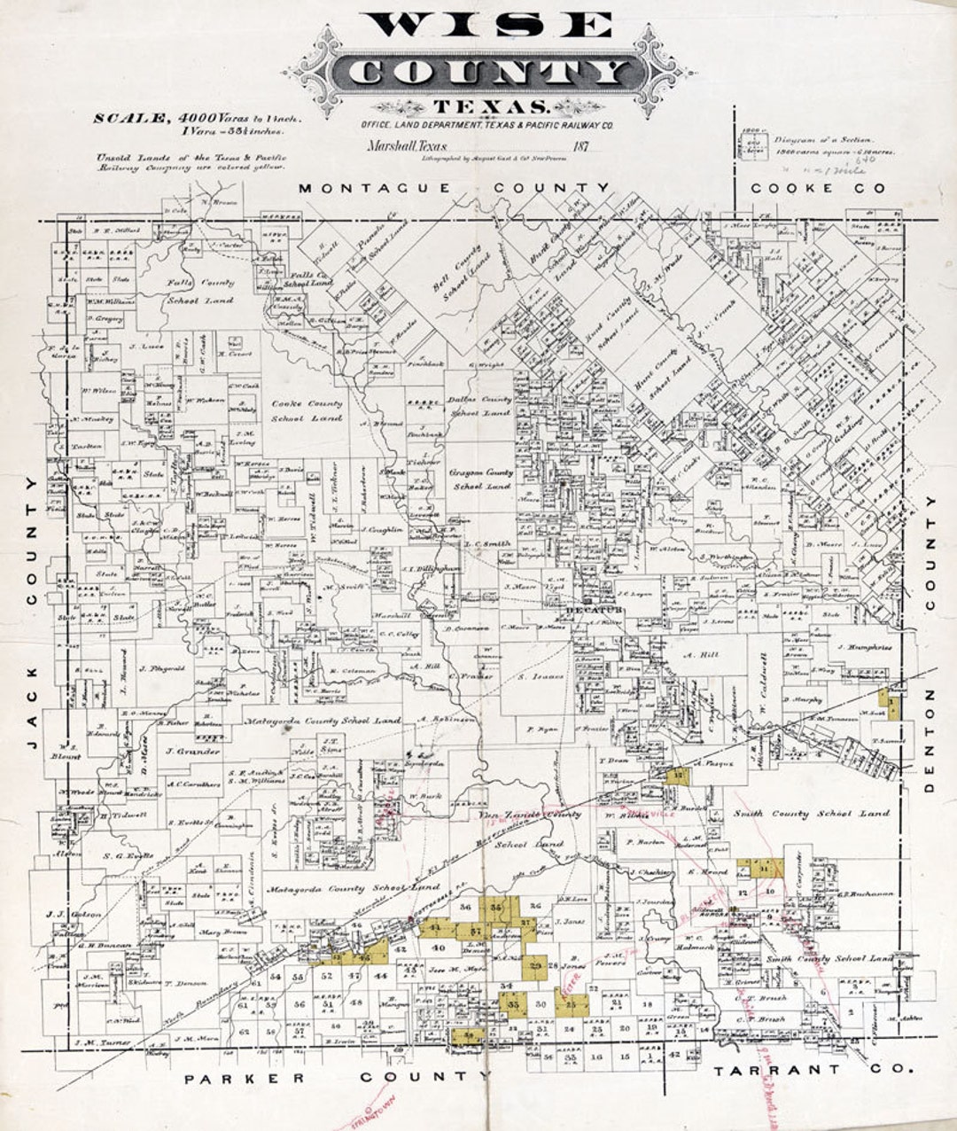 1870 Map of Wise County Texas Etsy