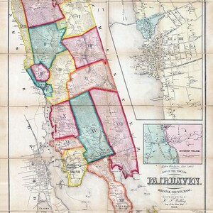 1855 Town Map of Fairhaven Bristol County Massachusetts