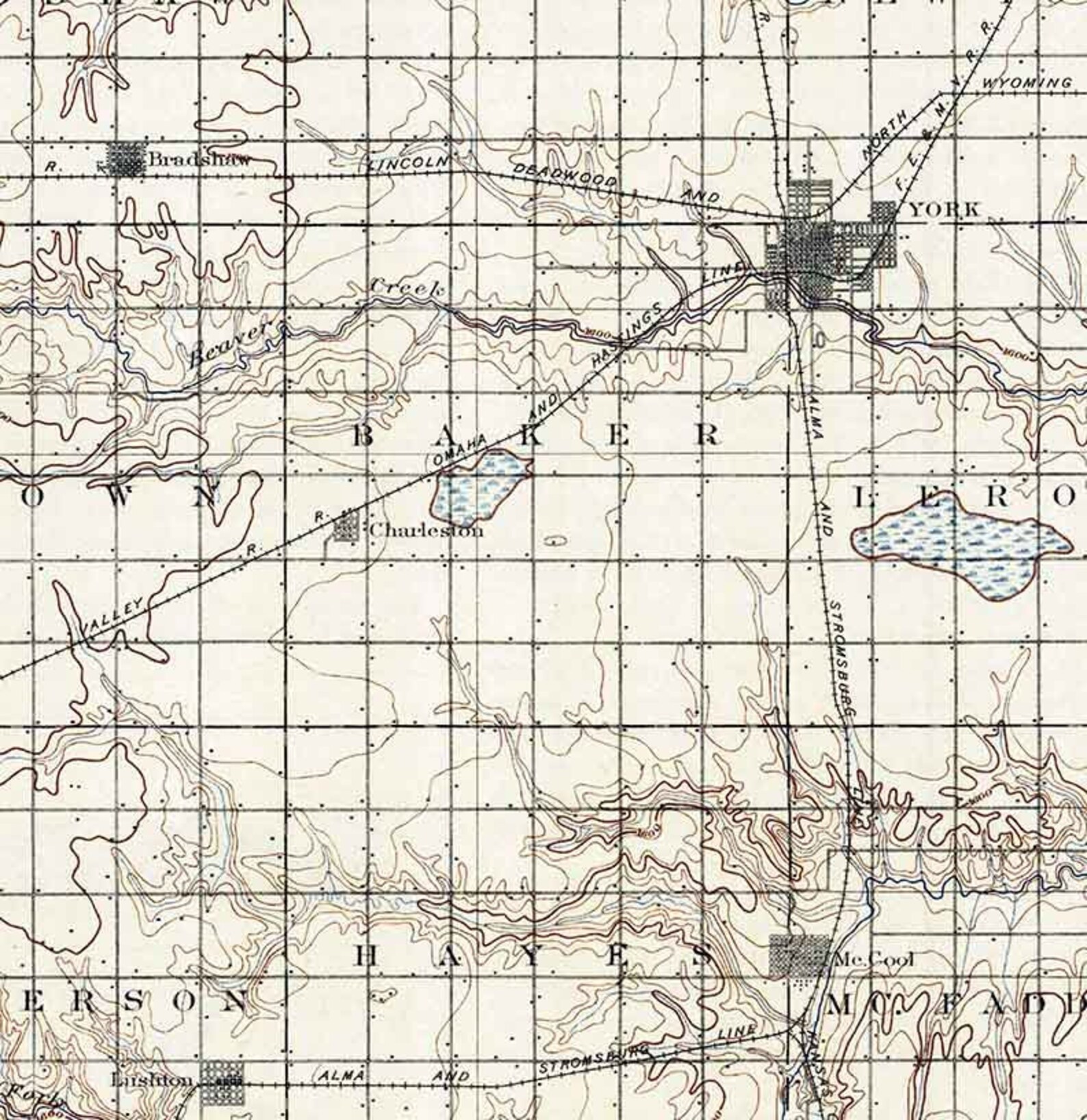 1898 Topo Map of York Nebraska Sutton Etsy
