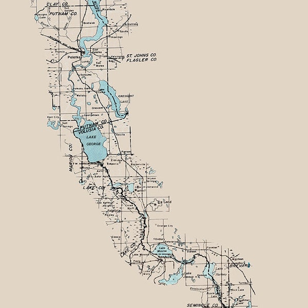 Map of the Saint Johns River Florida