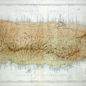 1899 Map of The Island of Puerto Rico