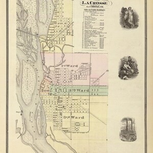 1878 Plan de la ville de La Crosse, Wisconsin