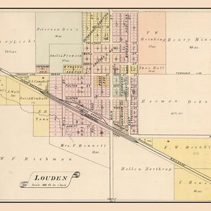 1885 Map of Louden Cedar County Iowa