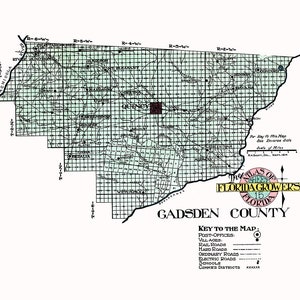 Kaart uit 1914 van Gadsden County, Florida