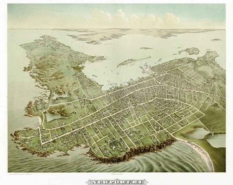 1878 Panoramic Map of Newport Rhode Island