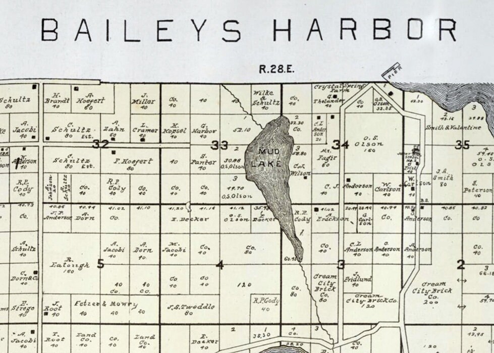 1899 Map of Baileys Harbor Township Door County Wisconsin Etsy