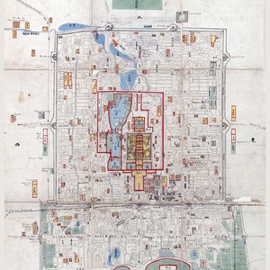 Kaart uit 1865 van Peking, China