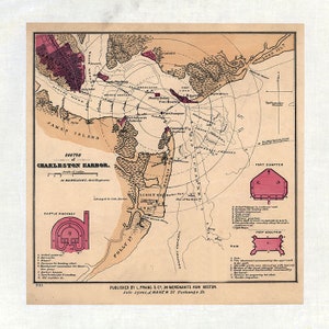 1865 Map of Charleston Harbor South Carolina