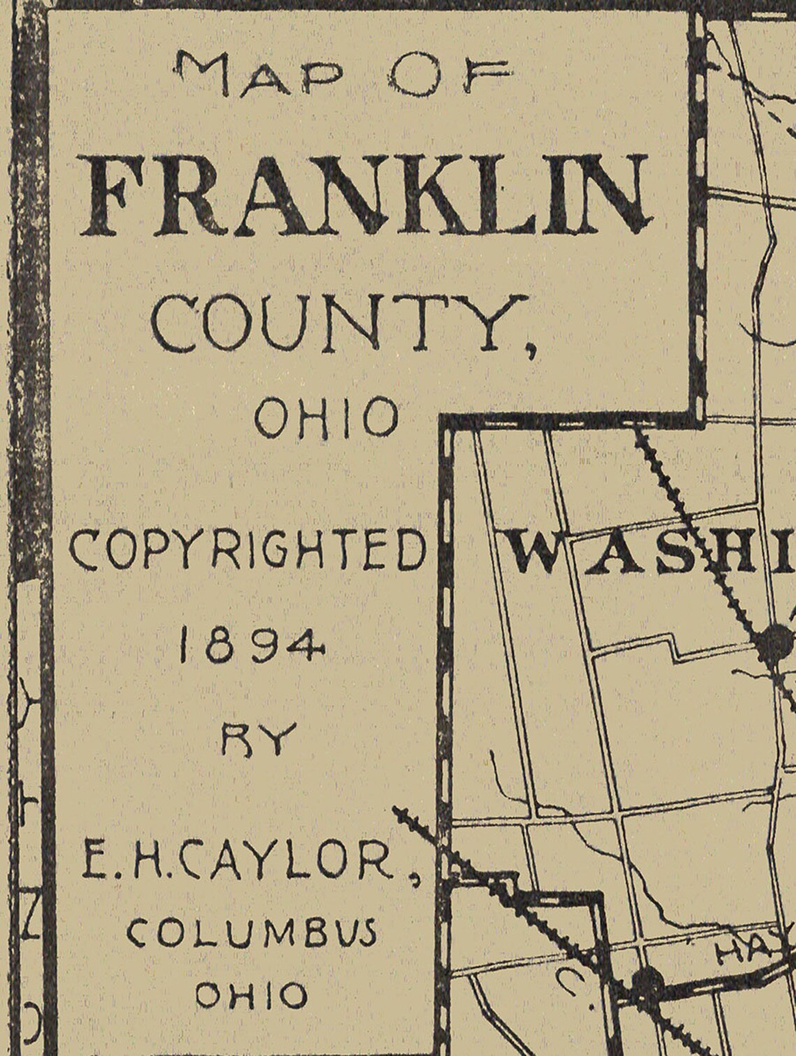 1894 Map of Franklin County Ohio Etsy Polska