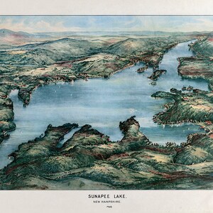 1905 Panorama-Karte von Lake Sunapee, New Hampshire