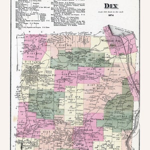 1874 Map of Dix Schuyler County New York