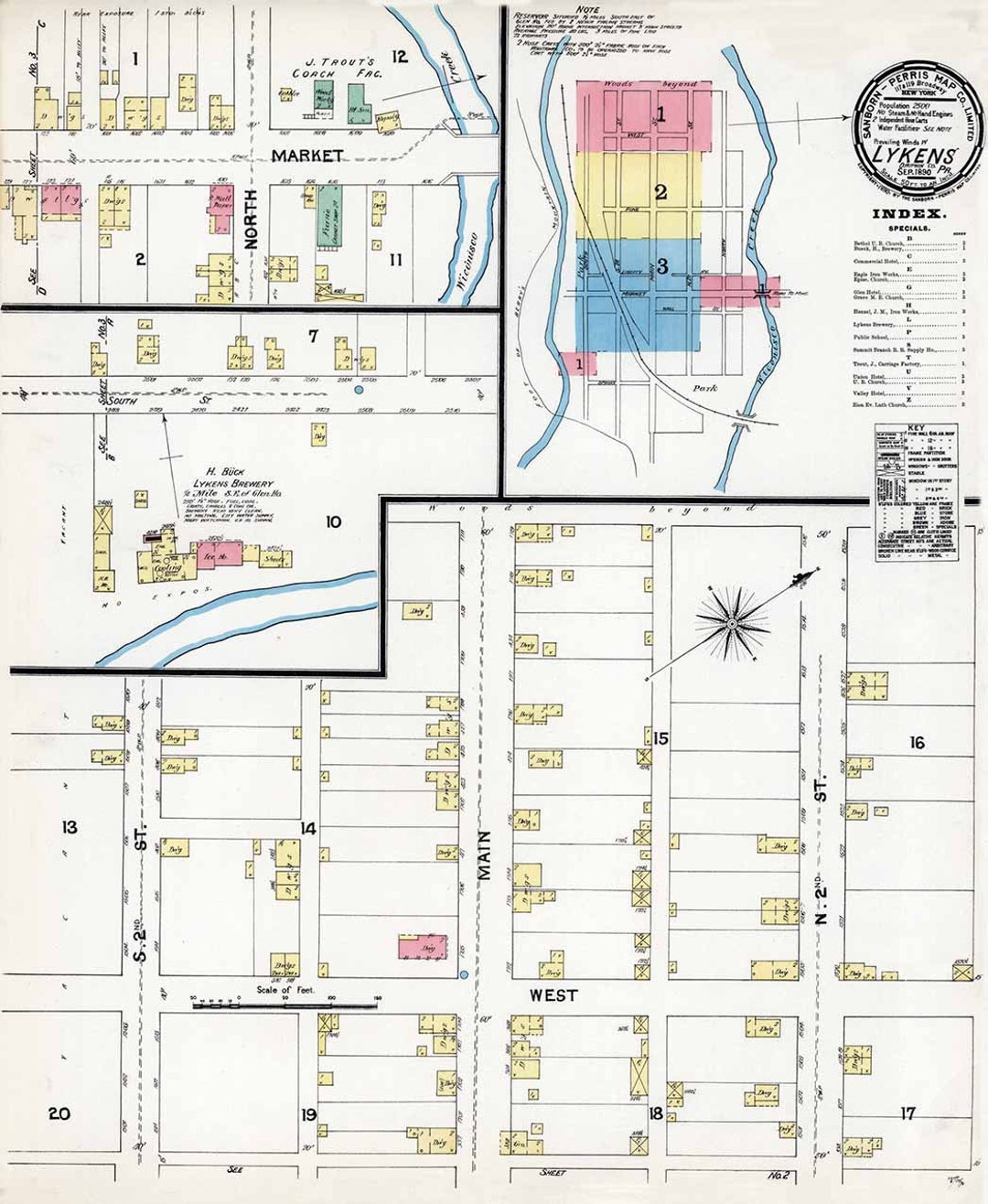 1890 Town Map of Lykens Dauphin County Pennsylvania Etsy