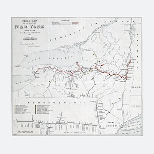 1915 Mapa del sistema de canales de Nueva York