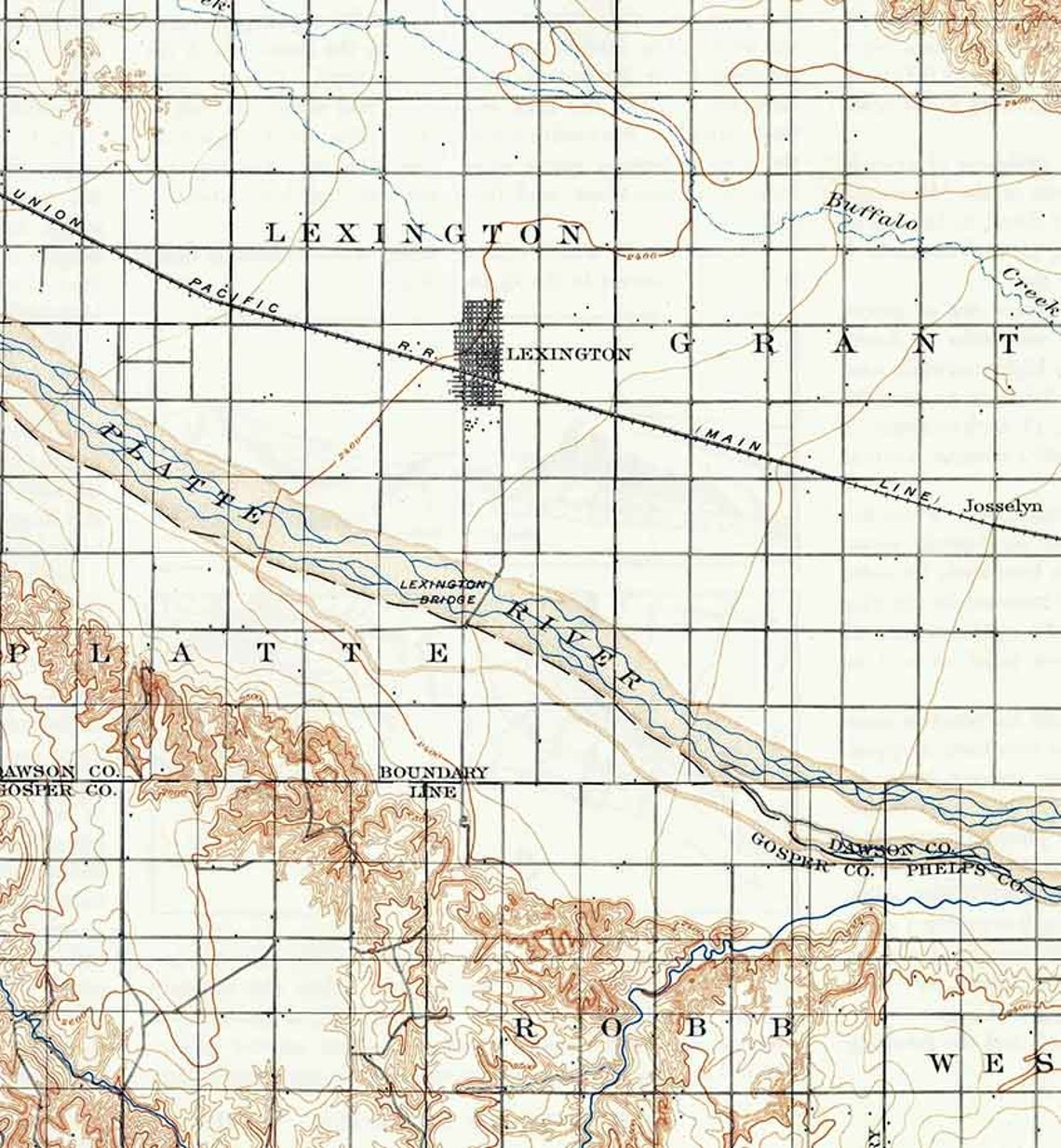1899 Topo Map of Lexington Nebraska Cozad Elwood Etsy