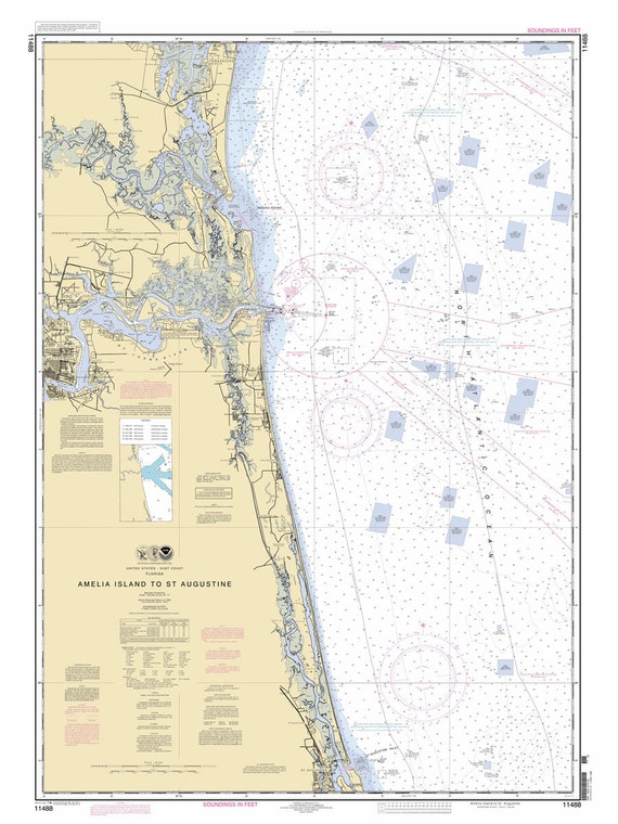 Map Of Amelia Island 2012 Nautical Map Of Amelia Island To St. Augustine Florida | Etsy Canada